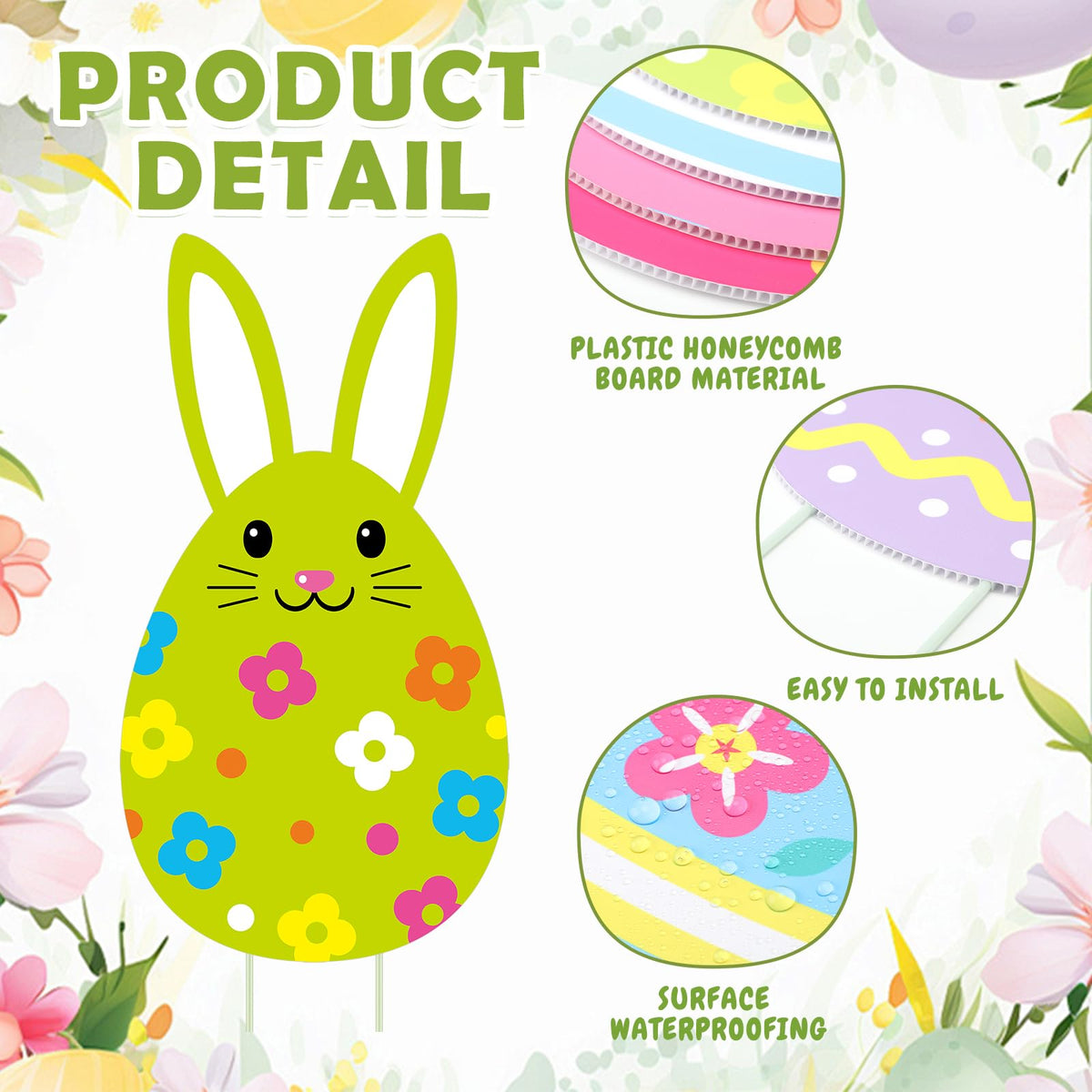 Wenqik Easter yard sign rabbit ears design for walkway charm