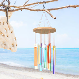 Wenqik sunlit sea glass wind chime with soft, melodic tones