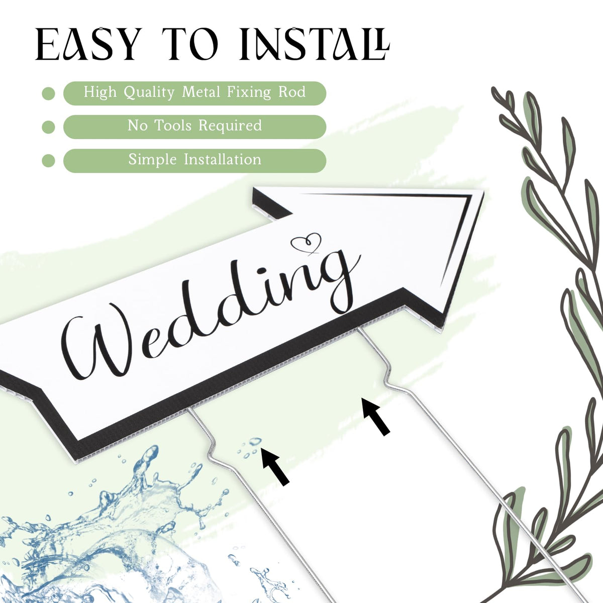 Wenqik arrow sign with stakes ensures stable outdoor placement