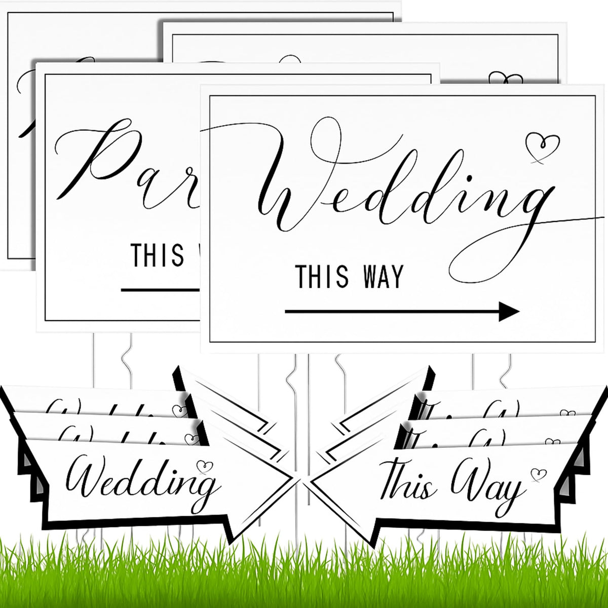Wenqik square wedding sign 18x12 inches guides guests to parking clearly