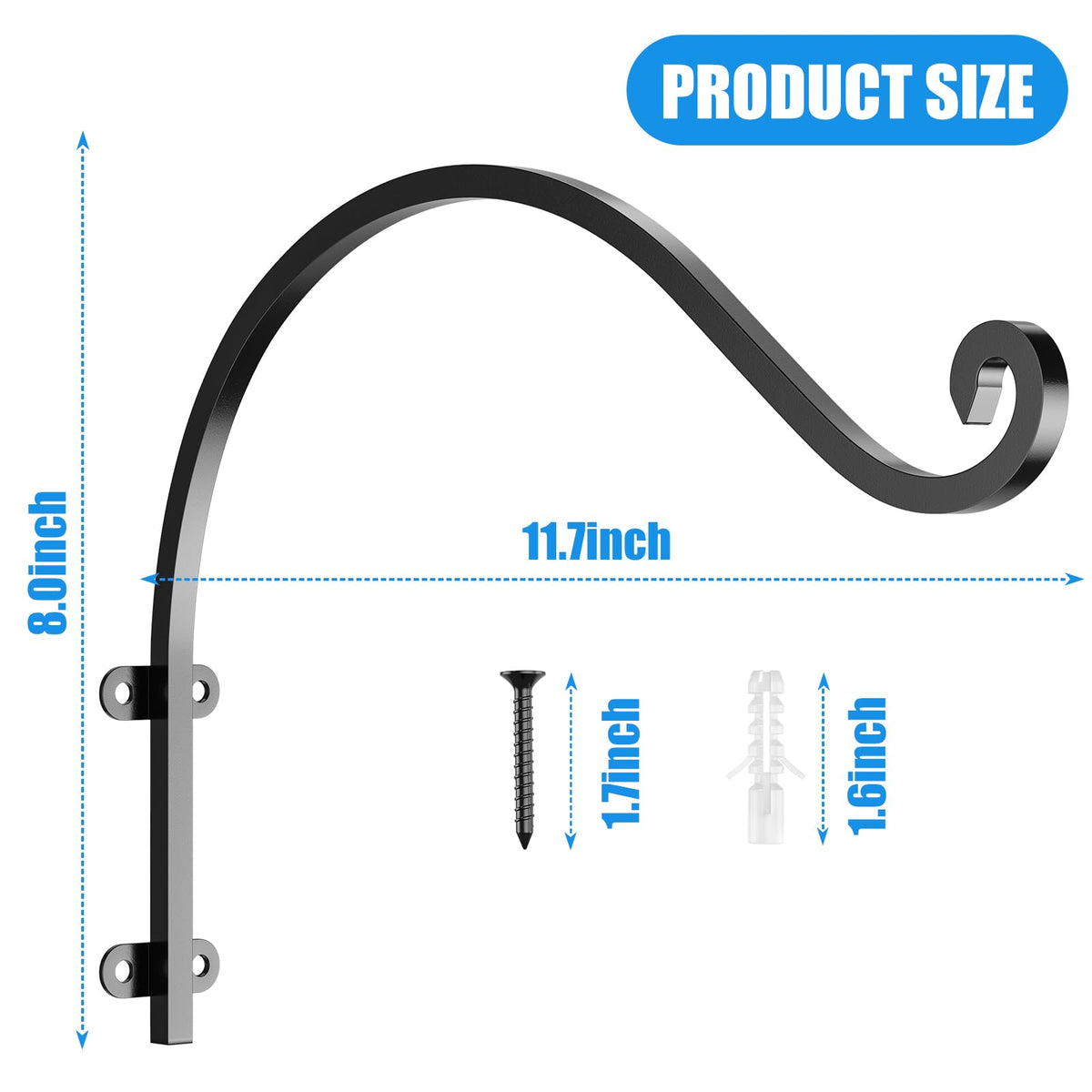 WENQUIT 12-inch outdoor bracket in black provides sturdy wall mounting for baskets