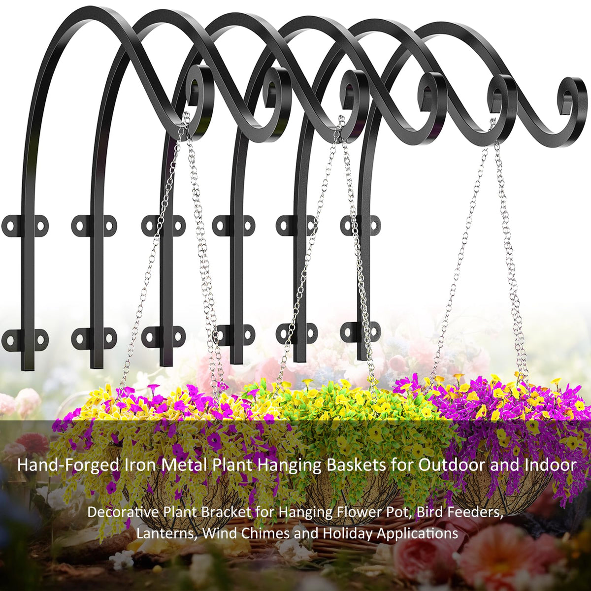 WENQUIT S-shaped 12-inch bracket adds stylish charm and plant security