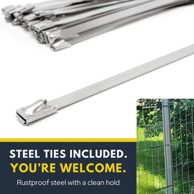 Wenses includes steel ties and mounting hardware for easy setup