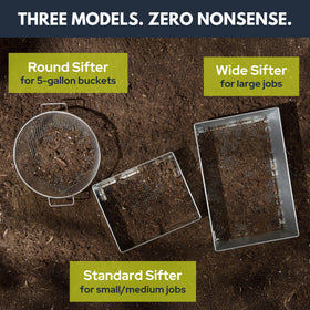 Wenses Soil Sifter in garden setup demonstrates versatility for dirt, sand, and compost.