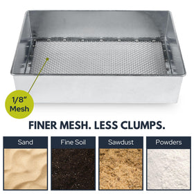 Wenses Soil Sifter close-up of one-eight-inch mesh for precise sand screening.