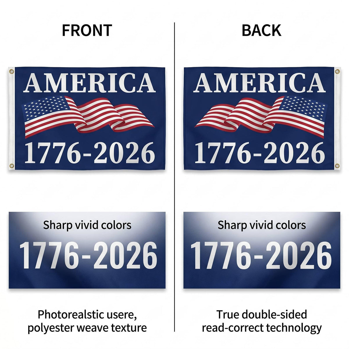 WENWELL 250th Anniversary flag grommets closeup highlights durable brass hardware.