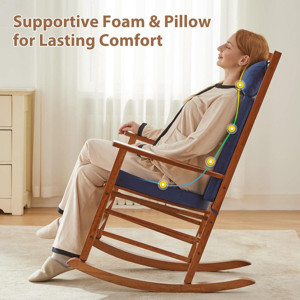 WEOAVRY outdoor rocker cushion in Oxford fabric is waterproof and UV resistant