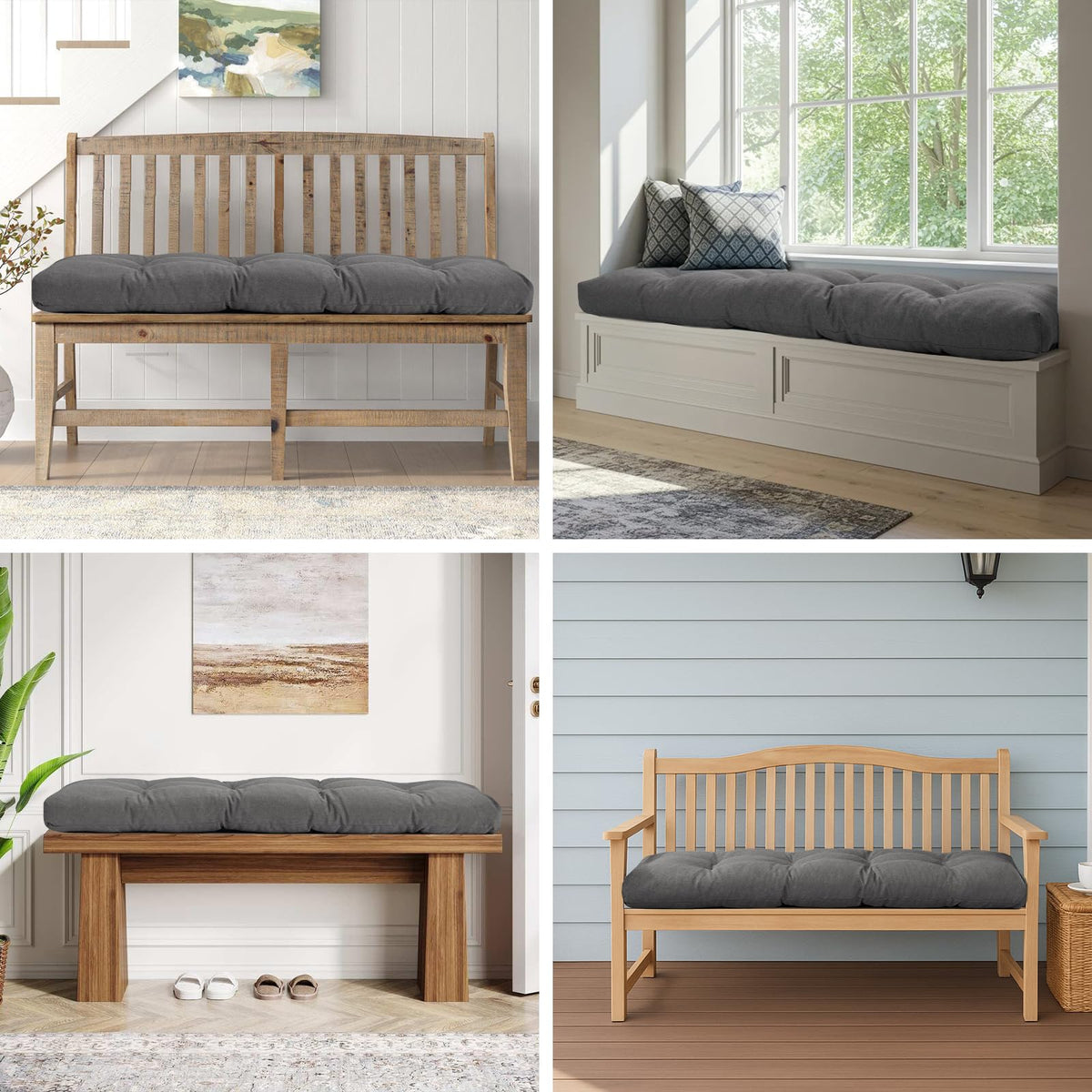 WEOAVRY waterproof bench pad in grey protects against spills on indoor furniture.