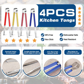 Weogot non-slip comfort grip tongs ensure firm handling during flipping and serving.