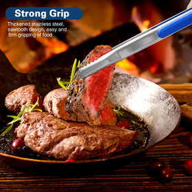 Weogot serrated-head tongs provide secure grip for meats, vegetables, and cheeses.