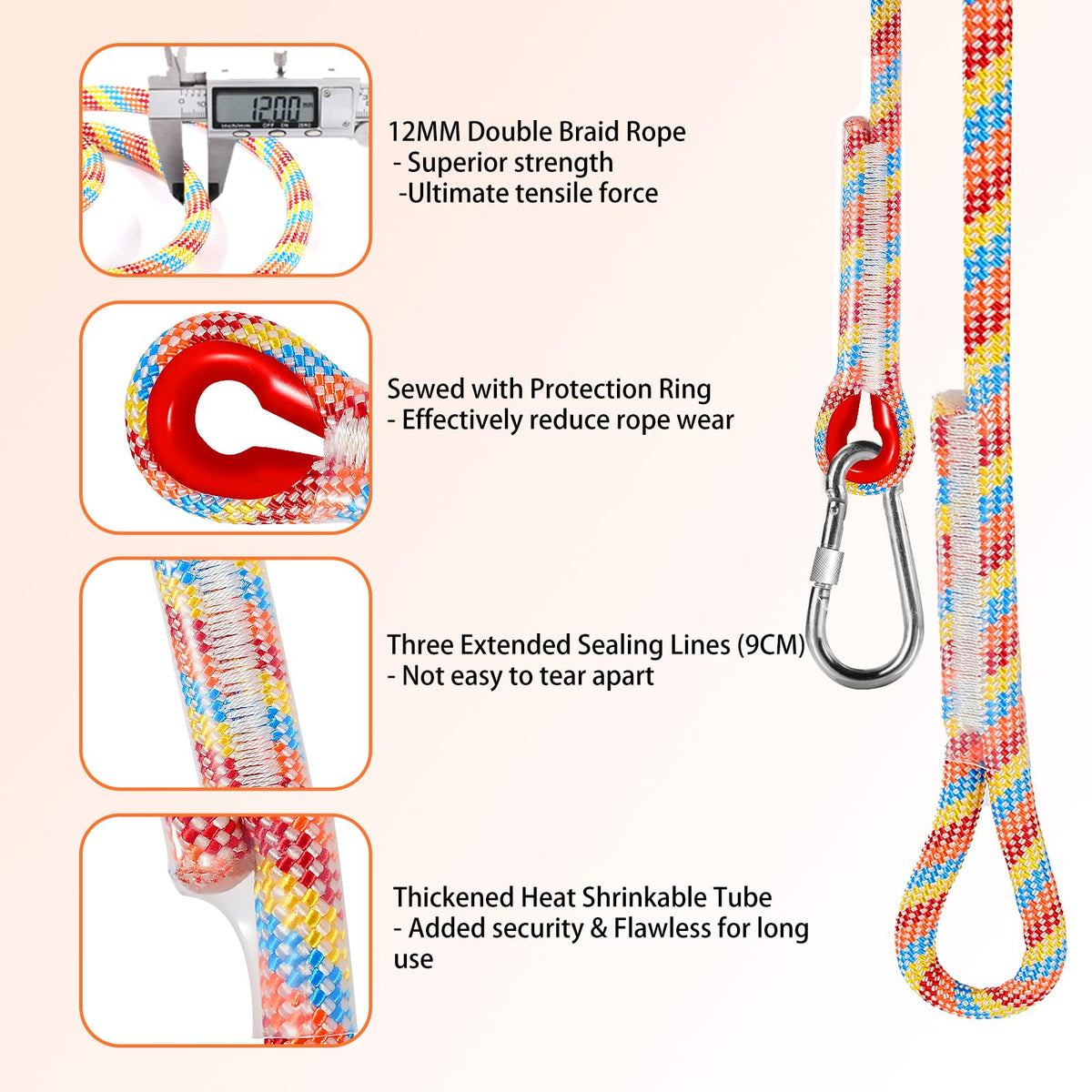 Werfeito rope length options show flexible installation for 5–20 ft swings.