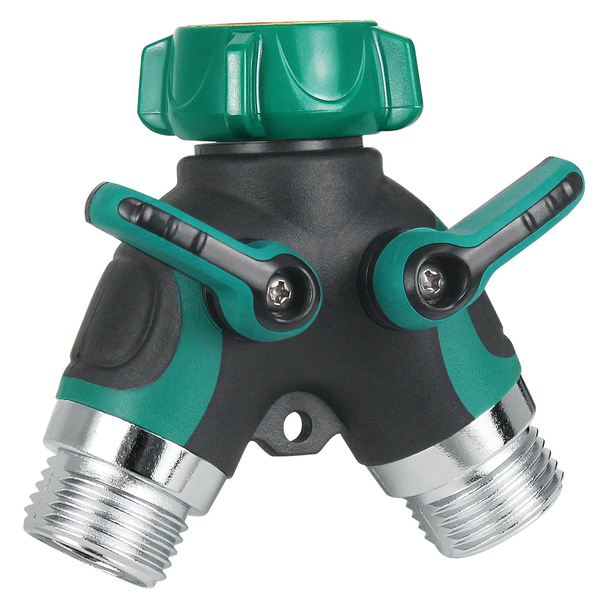 WERJOURU garden hose splitter 2-way heavy duty with durable body for outdoor watering.