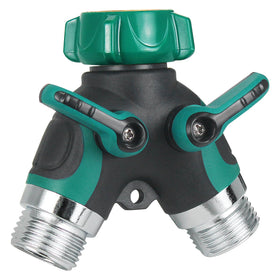 WERJOURU garden hose splitter 2-way heavy duty with durable body for outdoor watering.