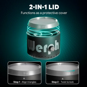 Lightweight Werph fire pit weighs 16.5 pounds for easy carrying.