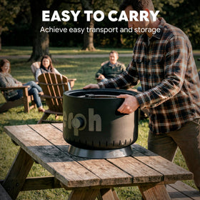 Warmth remains steady outdoors with Werph fire pit.