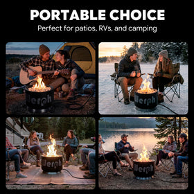 Versatile Werph fire pit for camping, RVs, picnics, and beaches.