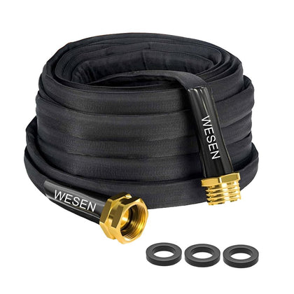 Wesen garden hose 25ft coil showing flexible reach for yard chores.