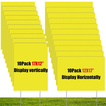 Wesiti blank yard sign horizontal 17x12 yellow for open-house directions