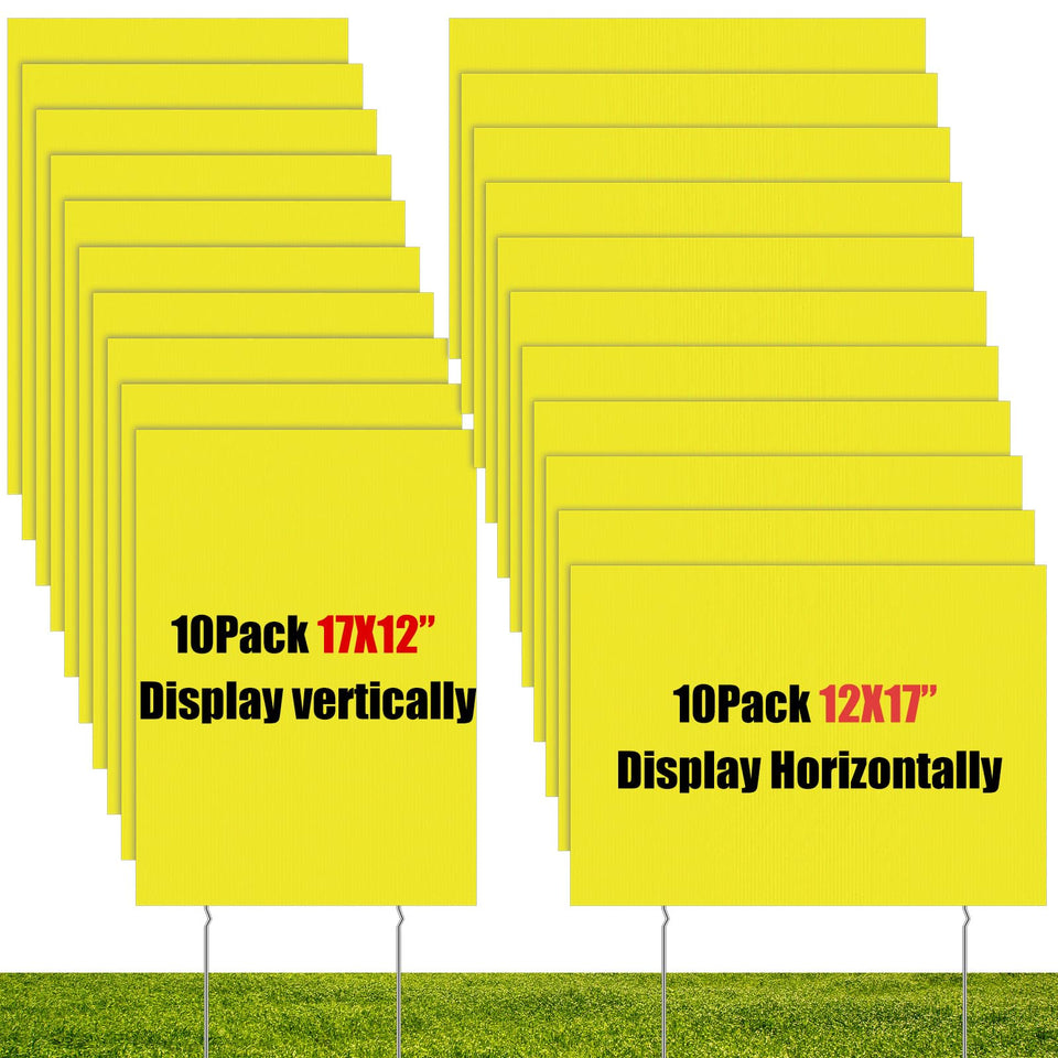 Wesiti blank yard sign horizontal 17x12 yellow for open-house directions