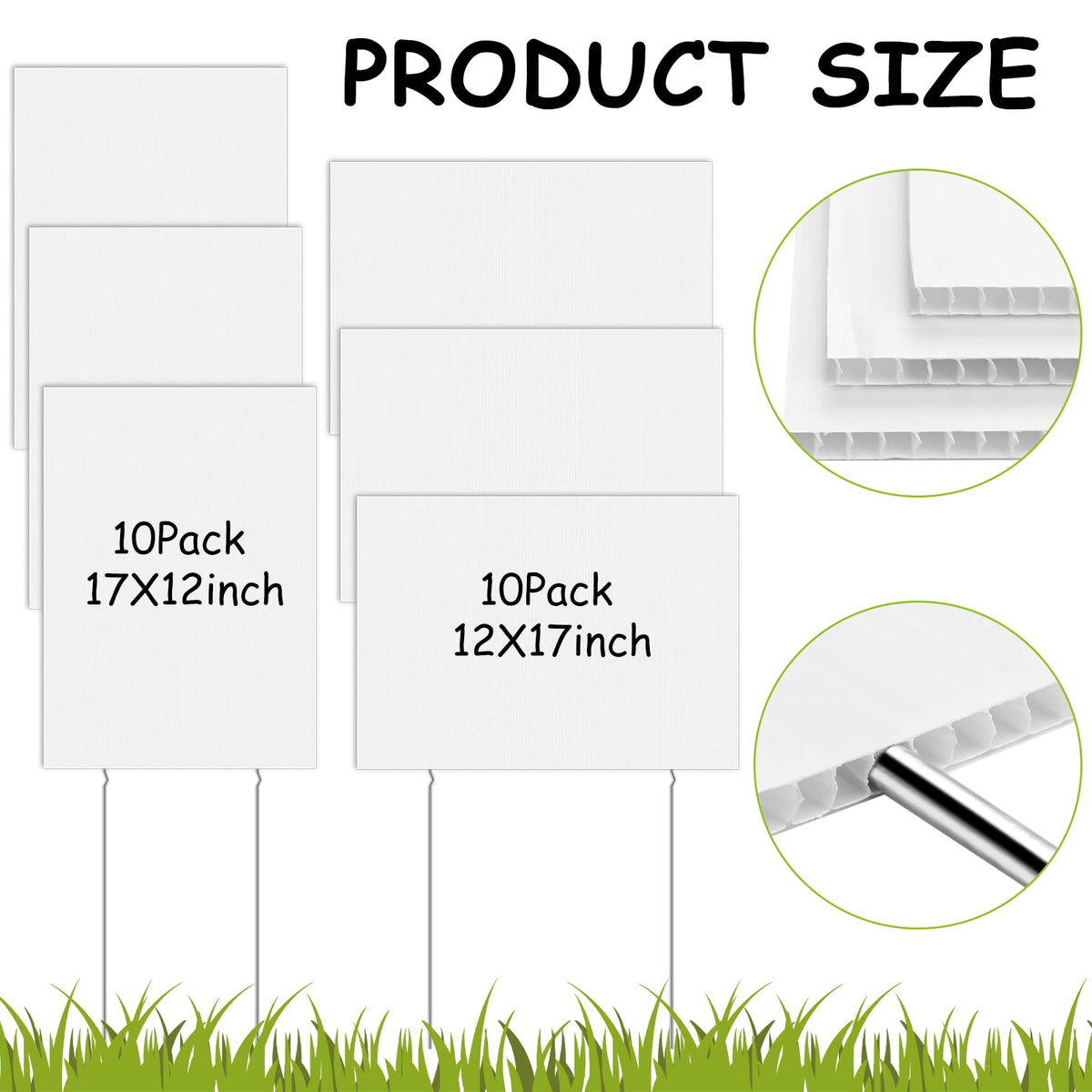Wesiti blank yard sign vertical 17x12 inches with stake for easy viewing