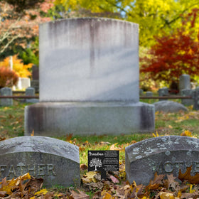 Wesiti garden decor stake adds tasteful tribute beside the grave.