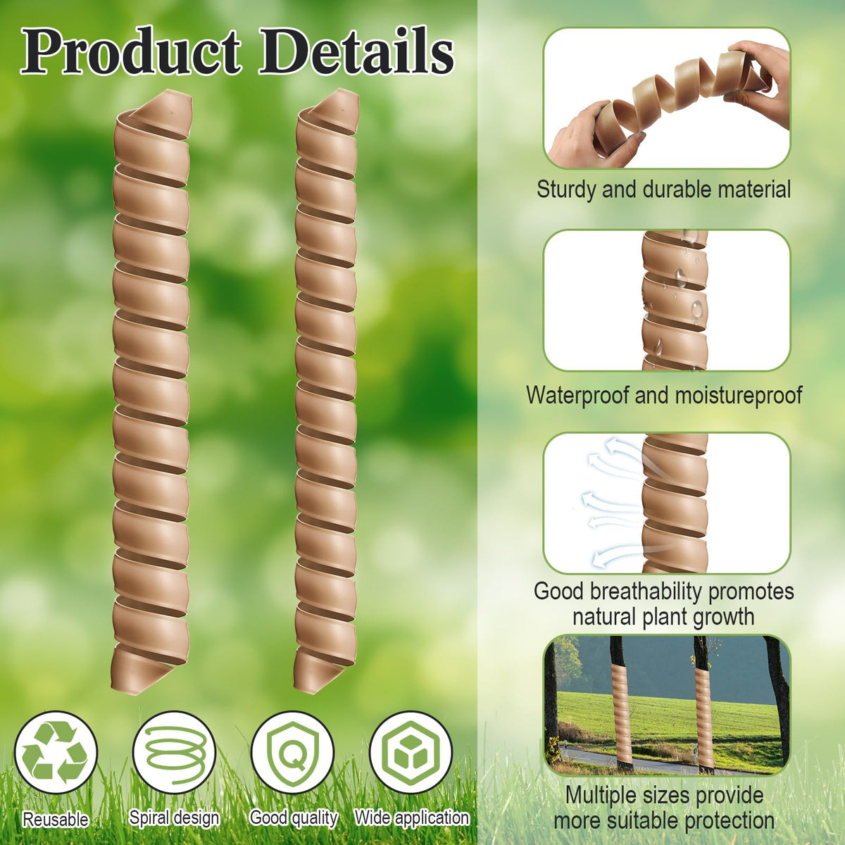 Wesiti tree protector being wrapped from bottom to top with easy spiral method