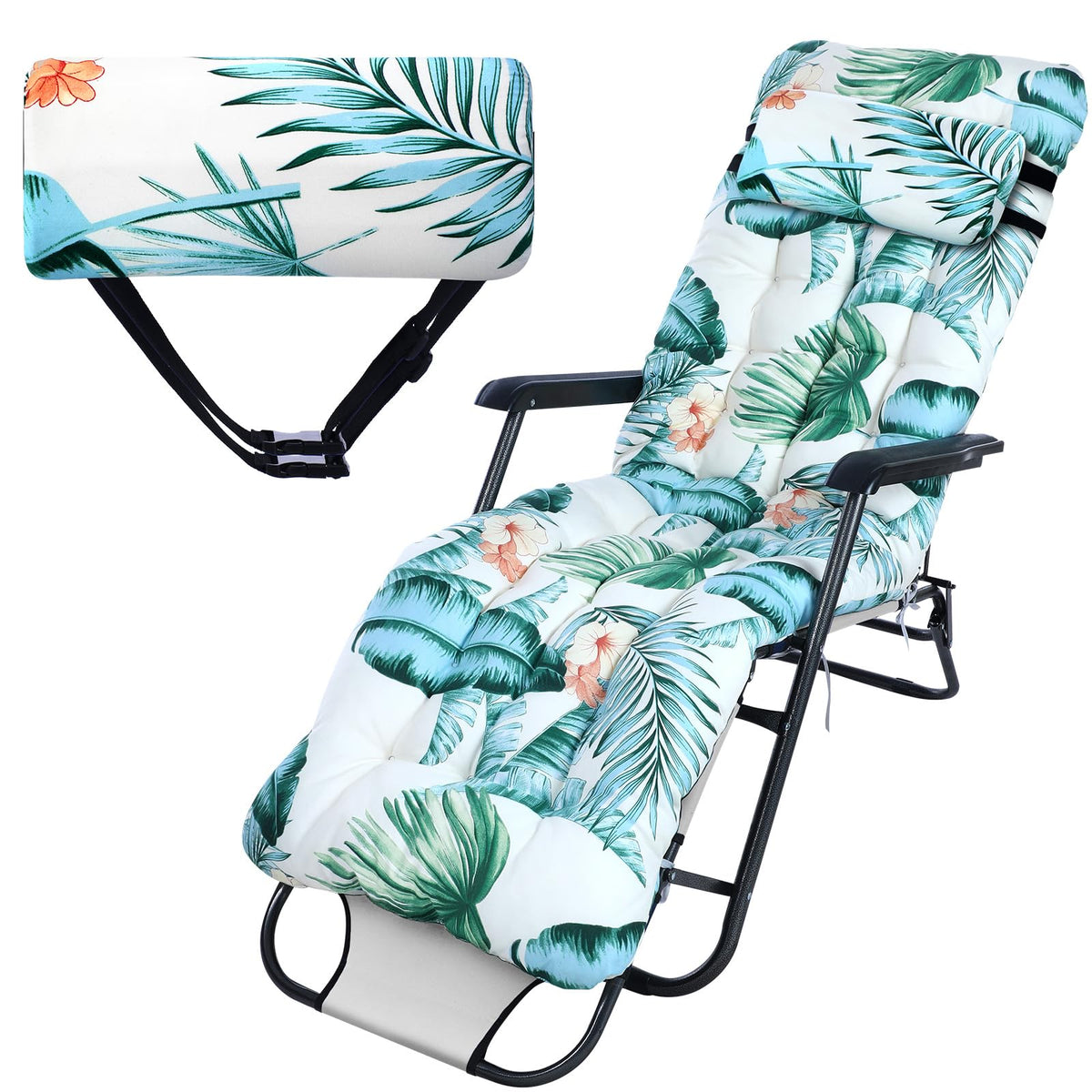 Wesiti lounge cushion front view highlighting generous 67x21 inch seating space