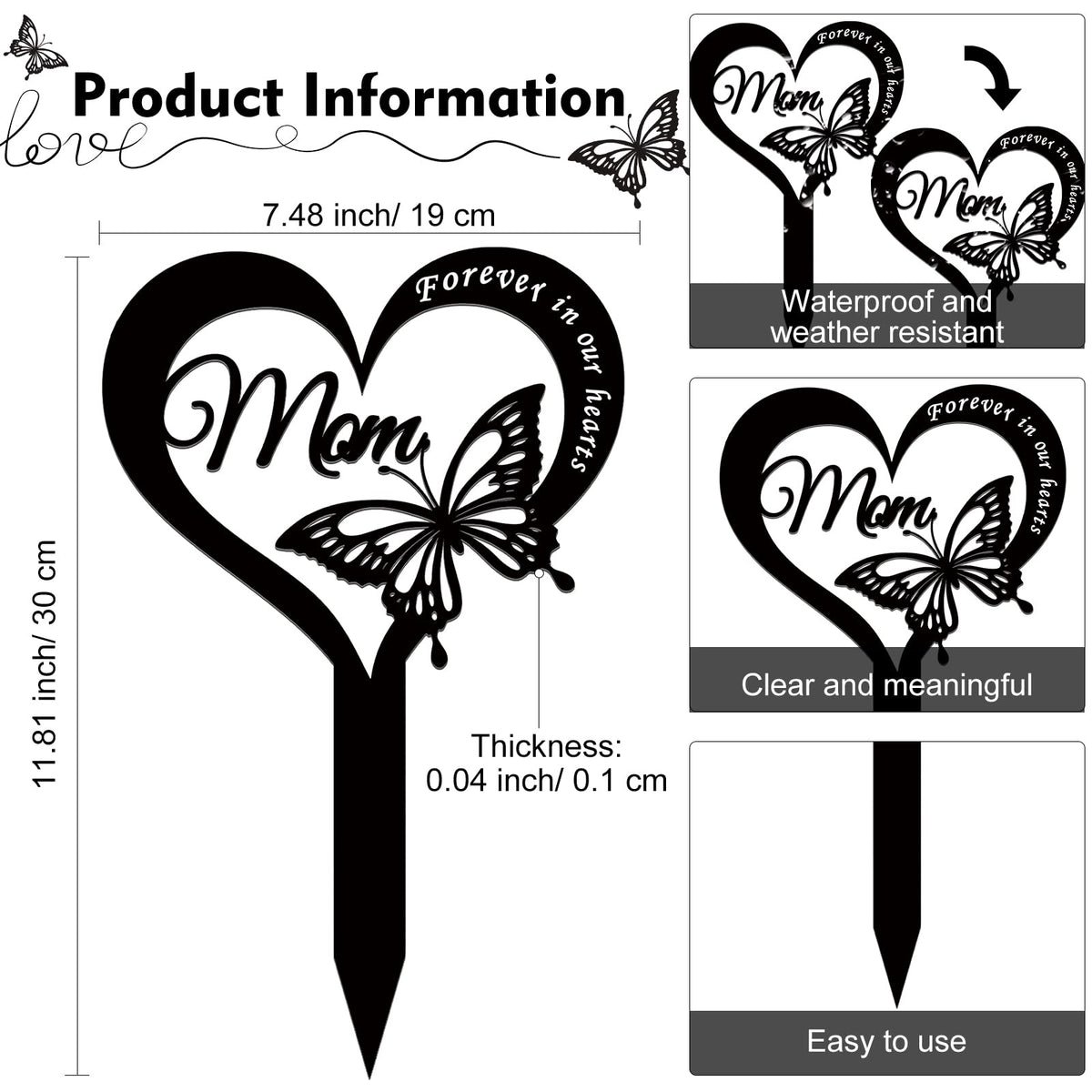 Wesiti mom forever butterfly detail highlight delicate design for remembrance.