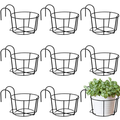 Wesiti rail-hanging planter 8-inch black front view for space-saving balcony greenery