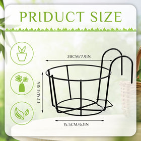 Wesiti rail-hanging planter 8-inch black side view showing sturdy metal design