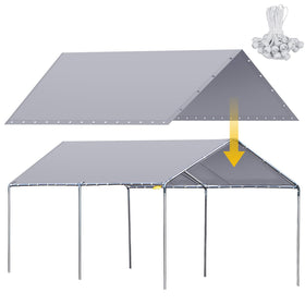 Wesnoy 12x20 ft grey canopy top cover ready for carport use