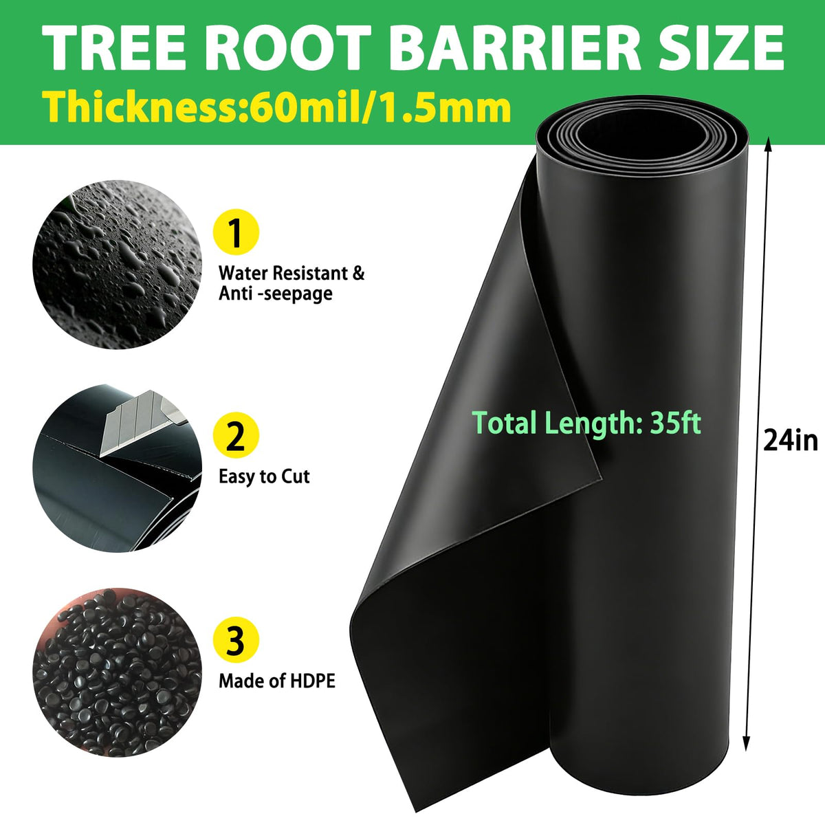 West Bay 60mil HDPE barrier provides durable protection above and below ground.