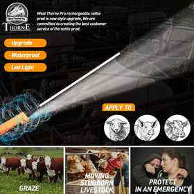 West Thorne Pro portable cattle prod with removable handle for easy transport