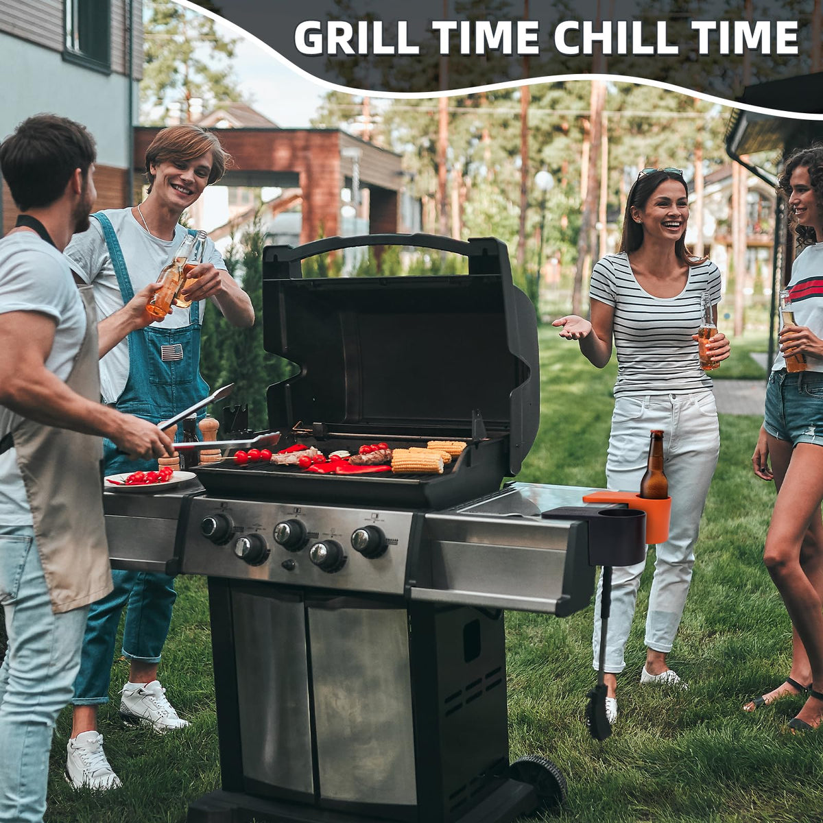 Westant 2-pack drink holders for grill setup keep drinks within reach while cooking.