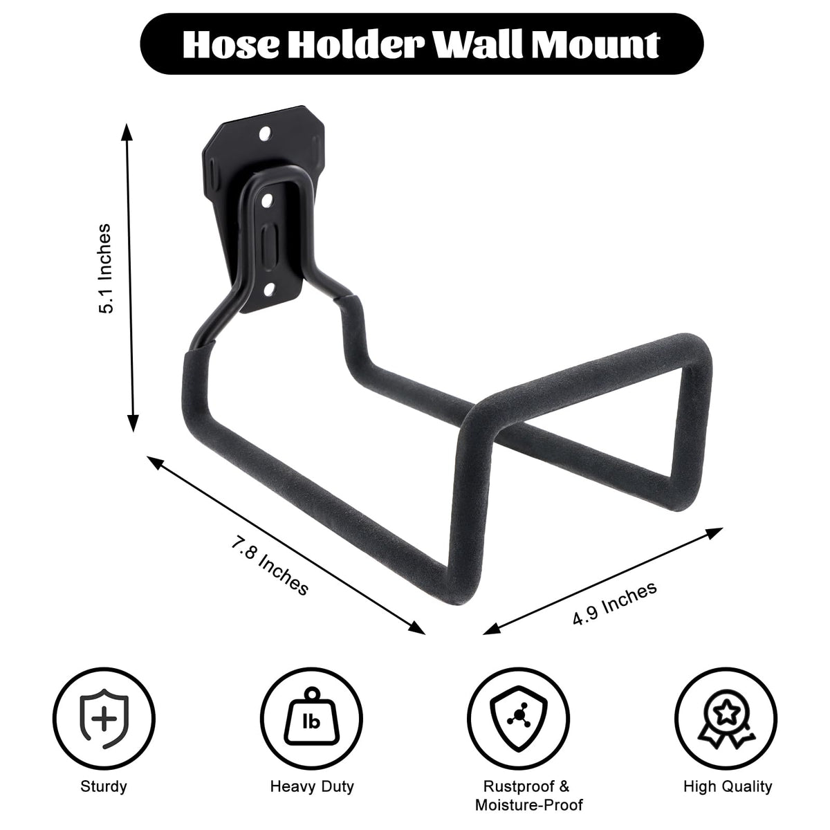 West Bay heavy-duty hose reel hanger for outdoor use supports long hoses securely.