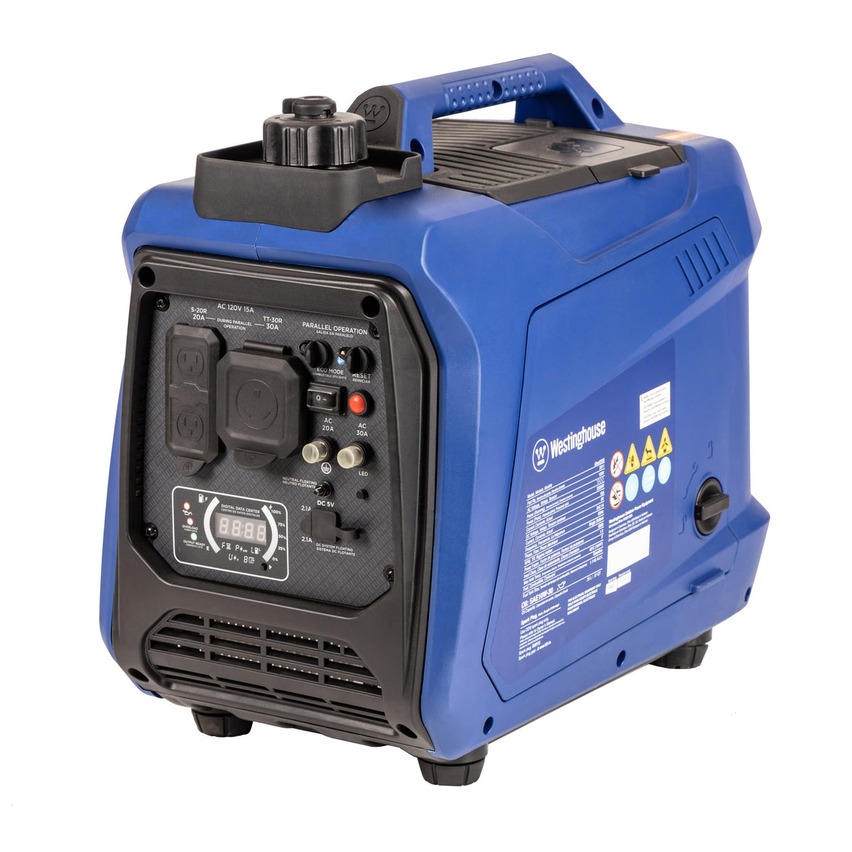 Westinghouse iGen2550 low-oil shutdown protects the engine.