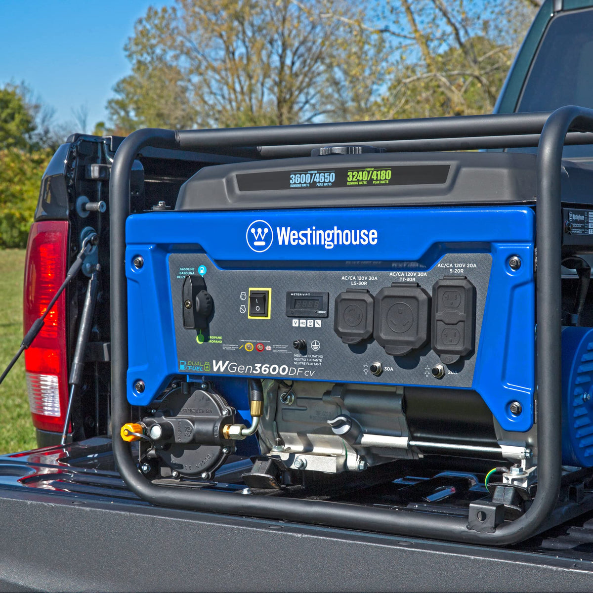 Westinghouse propane/gas switch for flexible fuel options.