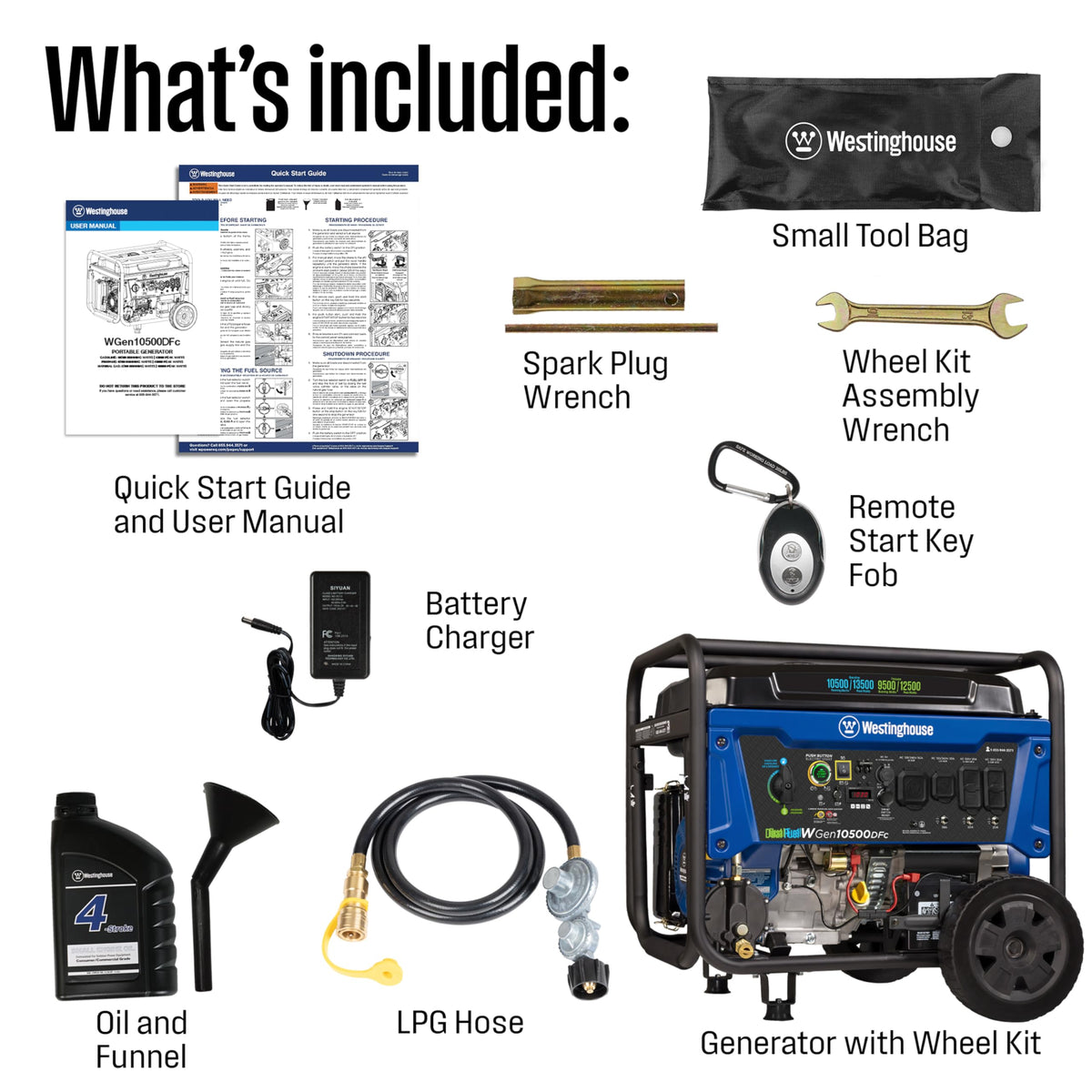 Westinghouse WGen10500DFc included accessories for quick setup