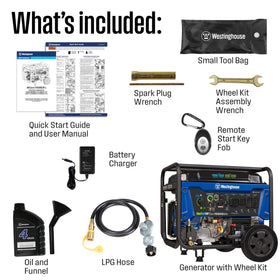 Westinghouse WGen10500DFc included accessories for quick setup