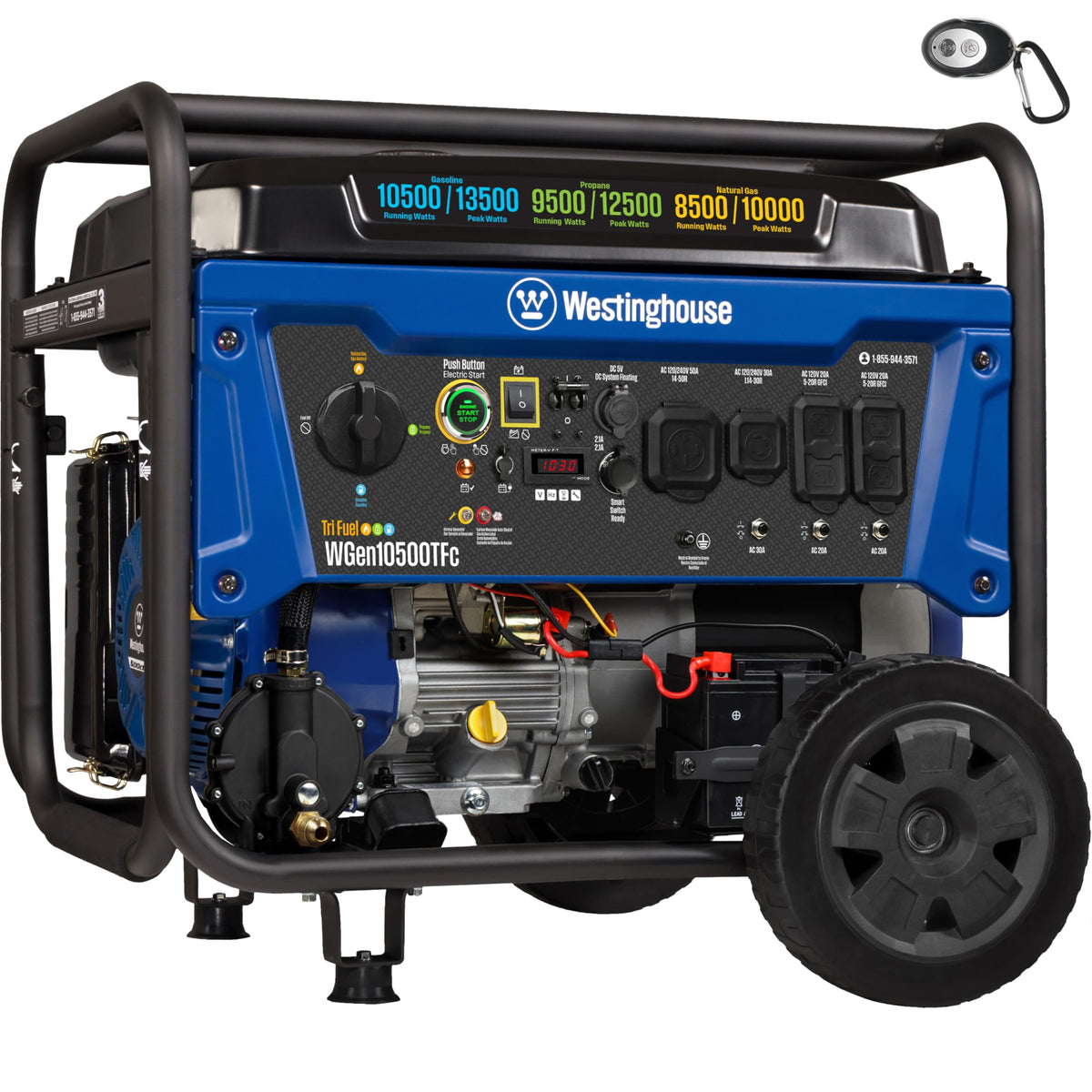 Westinghouse WGen10500TFc front view powering home backup