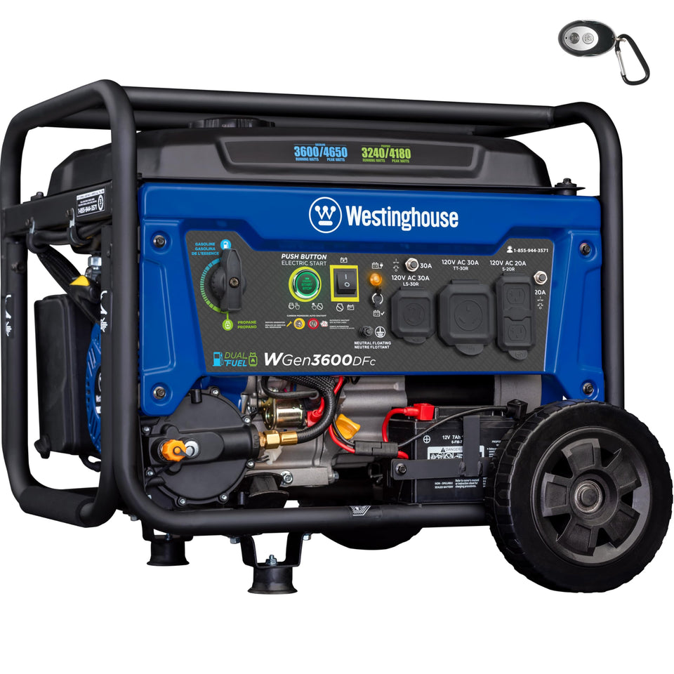 Westinghouse WGen3600DFC front panel with power outlets for versatile use