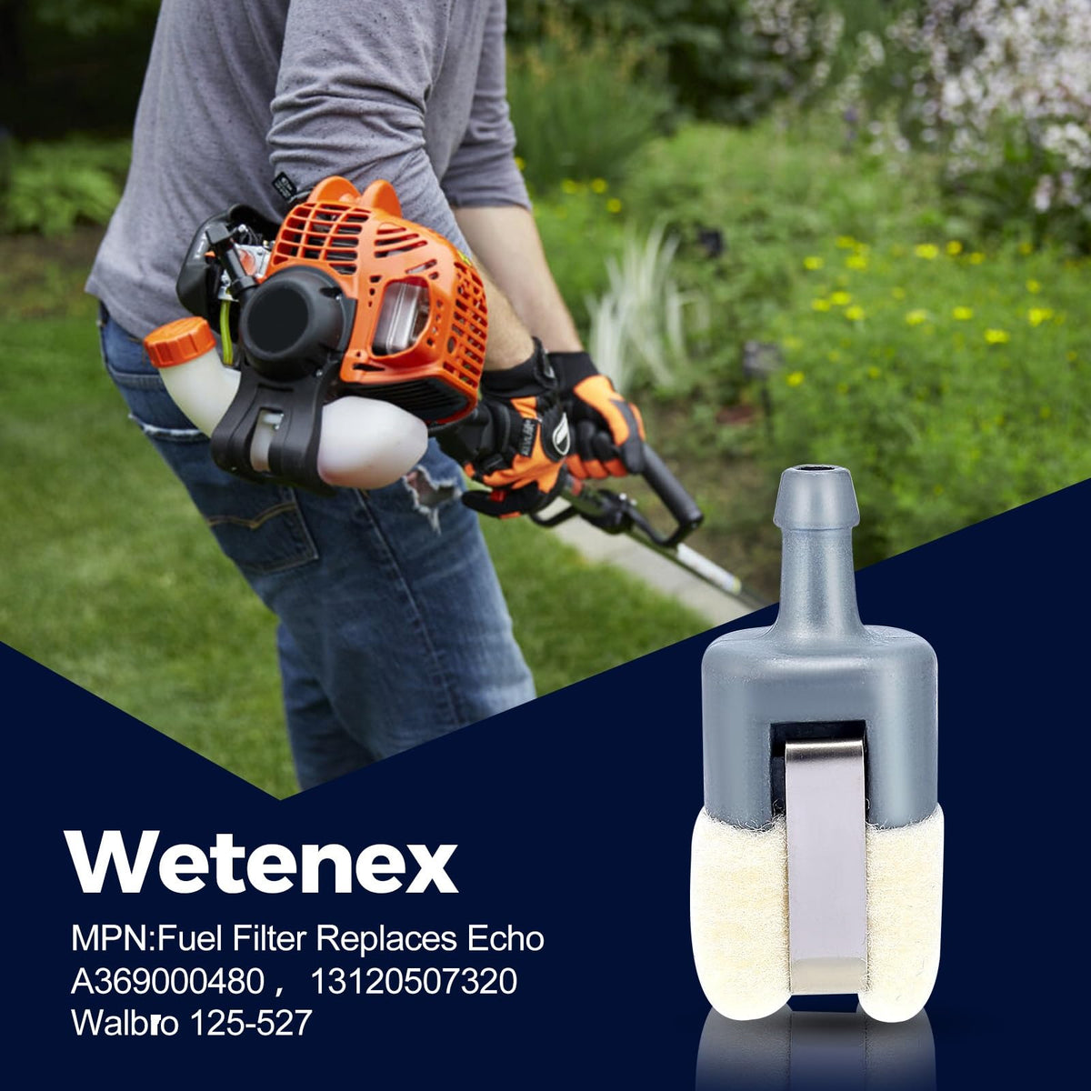 Wetenex fuel filter set six-piece pack for versatile Echo yard tools.