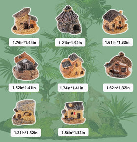 WETEPUXI rustic resin cottage figurines bring realistic texture to bonsai pots and micro landscapes.