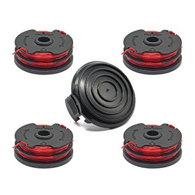 WETOOLPLUS 5-pack spools with cap cover for quick trimmer replacements.