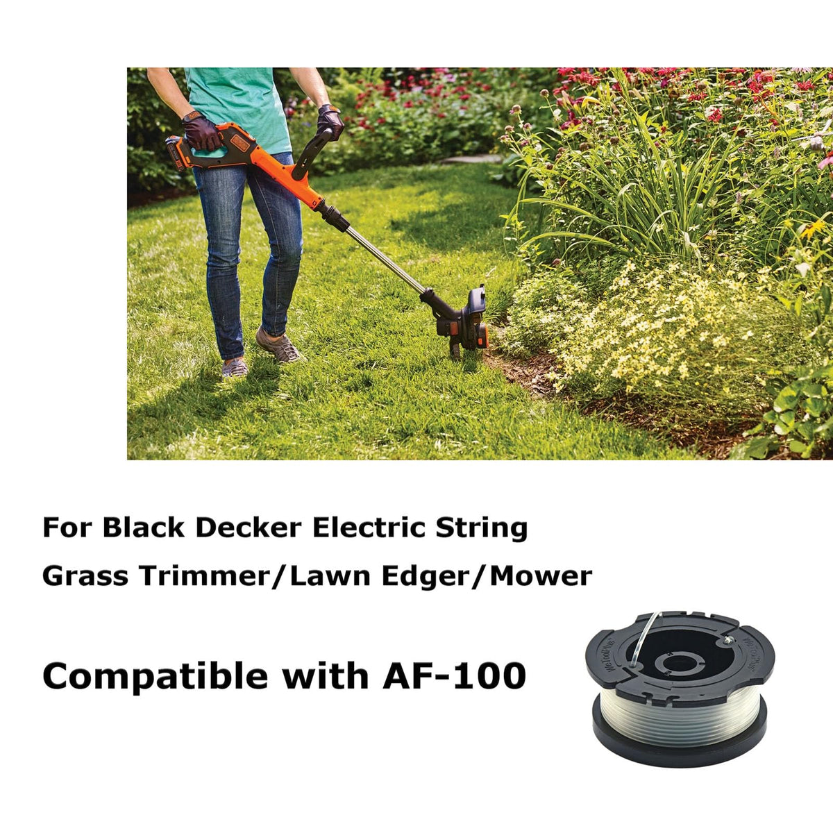 Pre-wound 30-foot trimmer line ready to install on compatible Black & Decker tools