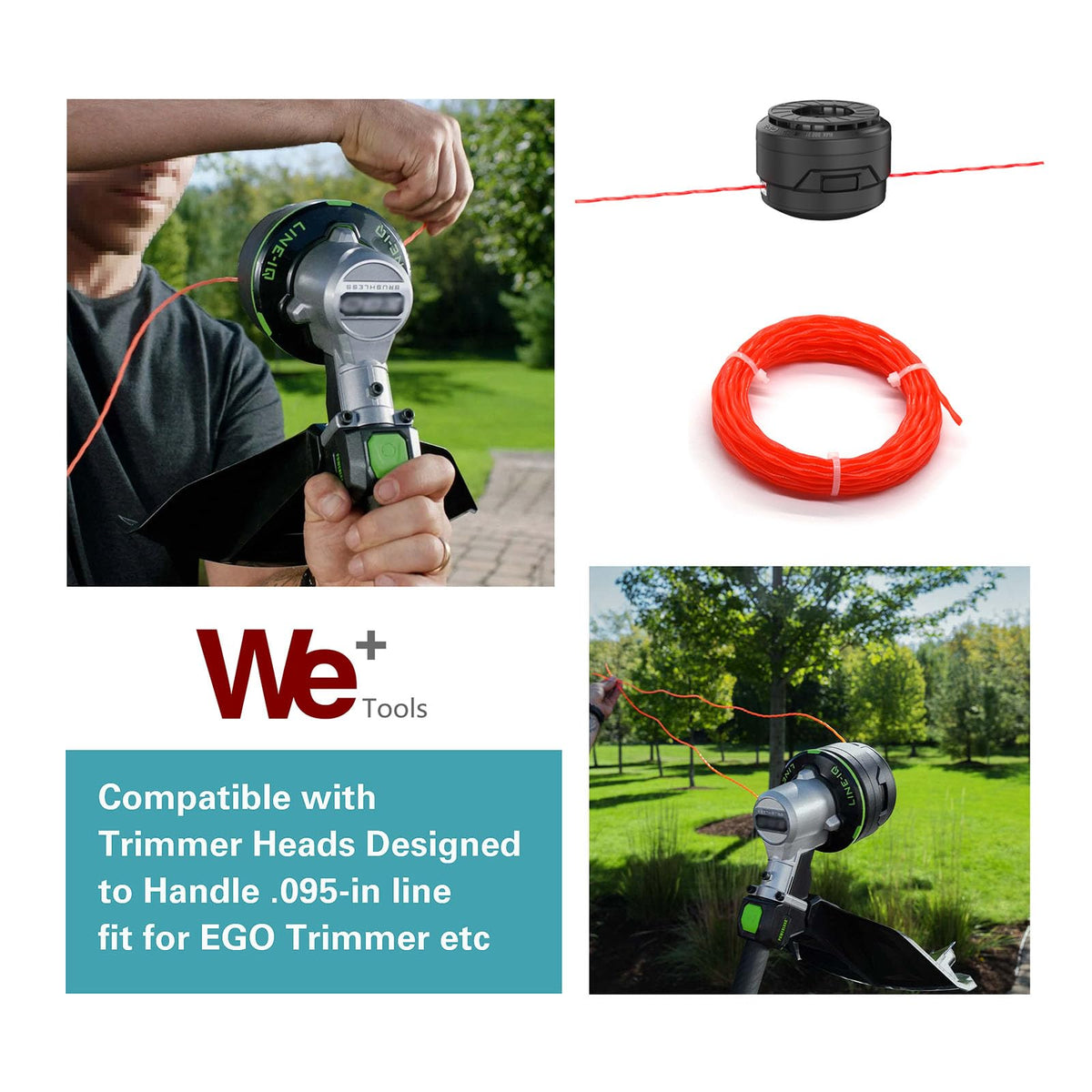 WETOOLPLUS line in a trimmer head during yard work.