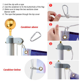 WeValor pulley and stationary truck with halyard enable smooth operation.