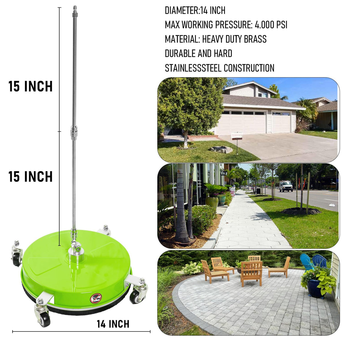 Wexo Palindrog 14-inch surface cleaner shows rust-resistant stainless steel and surface protection