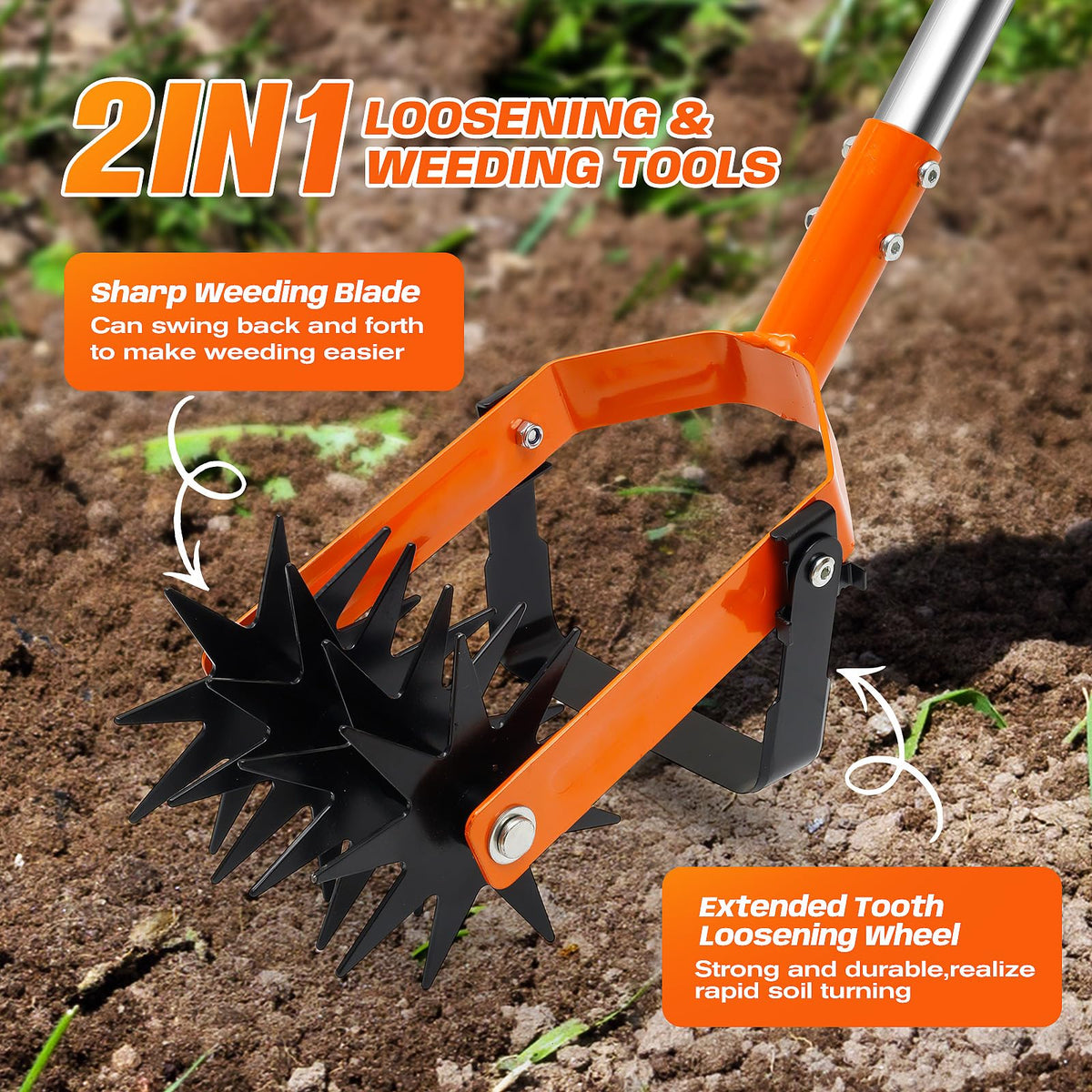 Wexoride extendable handle offers ergonomic height adjustment for comfortable gardening.