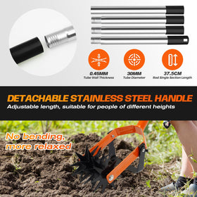 Wexoride high-carbon-spring-steel blade resists wear during tough tilling tasks.